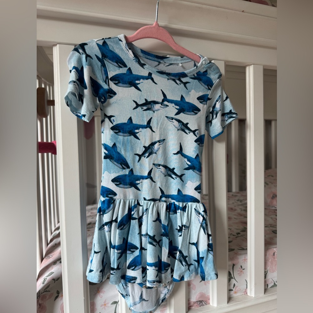 Posh Peanut Shark Blue bodysuit Dress